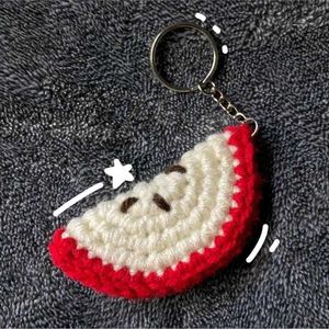 Crochet Apple Slice Keychain