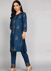 Floral Navy Blue Kurta Set