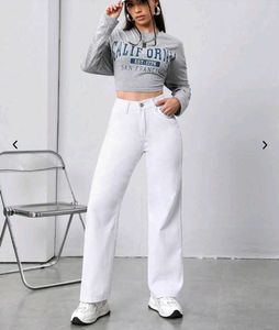 White Wide Leg Denim Jeans