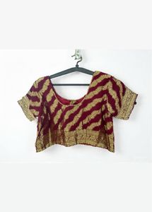 Burgundy & Gold Patterned Blouse
