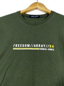 Array Jeans Dark Green Printed Round Neck T-Shirt (Men&#39;s)