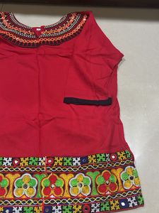 Red Embroidered Kurta