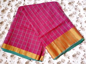 Traditional Checked Silk Saree