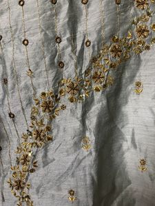 Grey Kurta With Golden Work