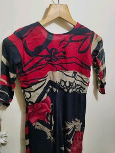 Red &amp; Black Print Kurti