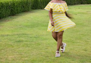 Yellow &amp; White Striped Dress