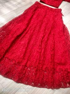 Red  Crop Top With Skirt