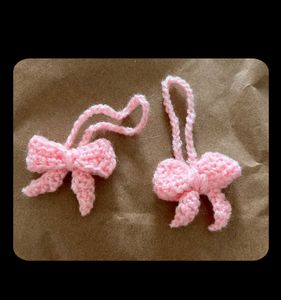 Crochet Pink Bow Ornaments