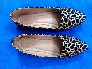 Black Pink Animal Print Ballerinas