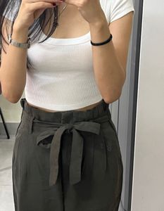 Olive Green Casual Pants