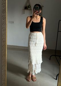 Crochet Ruffled Mermaid Tiered MIDI  Skirt