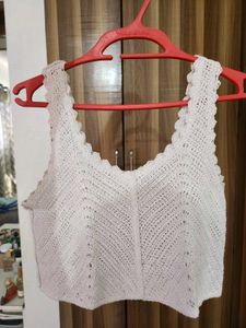 Off White Crochet Knitted Crop Top