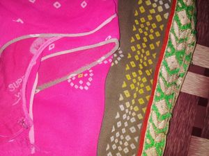 Pink &amp; Gray Floral Saree