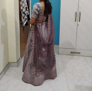 Womens Lavender Colour Lehenga set.