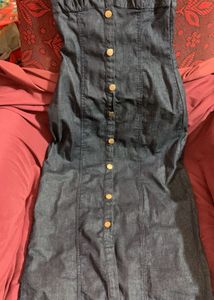 ZARA Z1975 STRAPPY DENIM MIDI DRESS