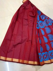 Kanjeevaram Style Handloom Saree With 2 Side Coppe