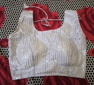 White Gliter Blouse For Wedding