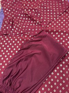 Maroon Printed Kurta Set