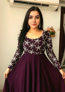 Embroidered Long Georgette Gown ✨