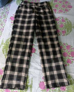 Checked Wide Leg Pants