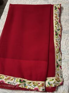 Elegant Maroon Saree with Floral Border