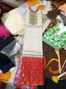 Elegant Beige Printed Kurta yellow and red