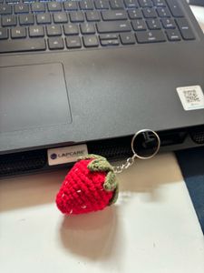 crochet strawberry keychain