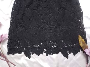 Black Lace Detail Mini Skirt