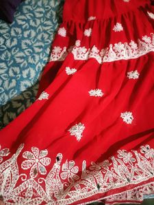 Pink Chikankari Work Skirt
