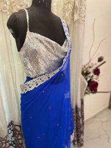 Elegant Blue Embellished Saree
