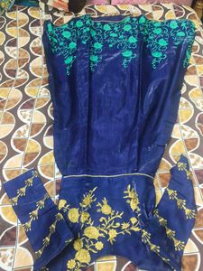 Elegant Blue Embroidered Dress