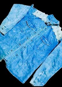 Denim Jacket With Lace