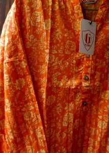 Rustic Orange Floral Kurti – By Glameo