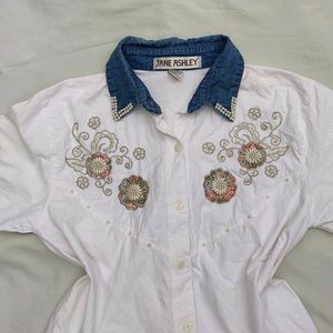 White shirt with floral design