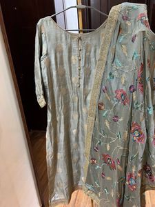 Silver Silk Suit Set