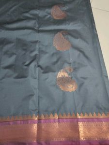 Dark cement soft silk saree