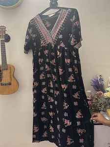 Boho Black Embroidered Dress