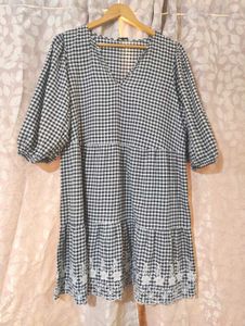 George Gingham Black & White Checkered Dress