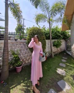 Pink Knit Maxi Dress