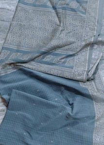 Elegant Grey Handweaved Cotton Saree