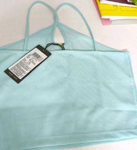 Light Blue Ribbed Tank Top