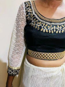 Embroidered Black &amp; Gold Lehenga New