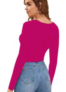 Pink Long Sleeve Crop Top