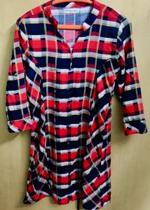Red Plaid Tunic Shirt