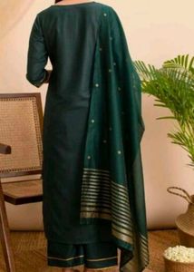(Size~L)Green straight kurta set🌻