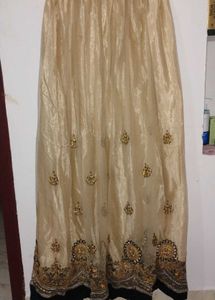 🌸 Black &amp; Beige Ethnic Skirt and Kurti Set – Eleg