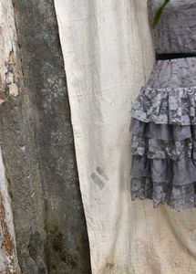 868. Gray Lace Strapless Dress