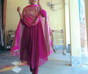 Magenta Anarkali Suit Set