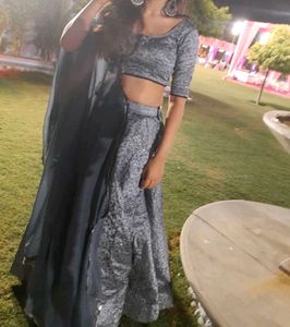 Dusty Blue-Gray Embroidered Lehenga Set for Sale ✨