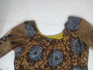 Large Size Heavy Work Long Sleeves Kurta +dupatta